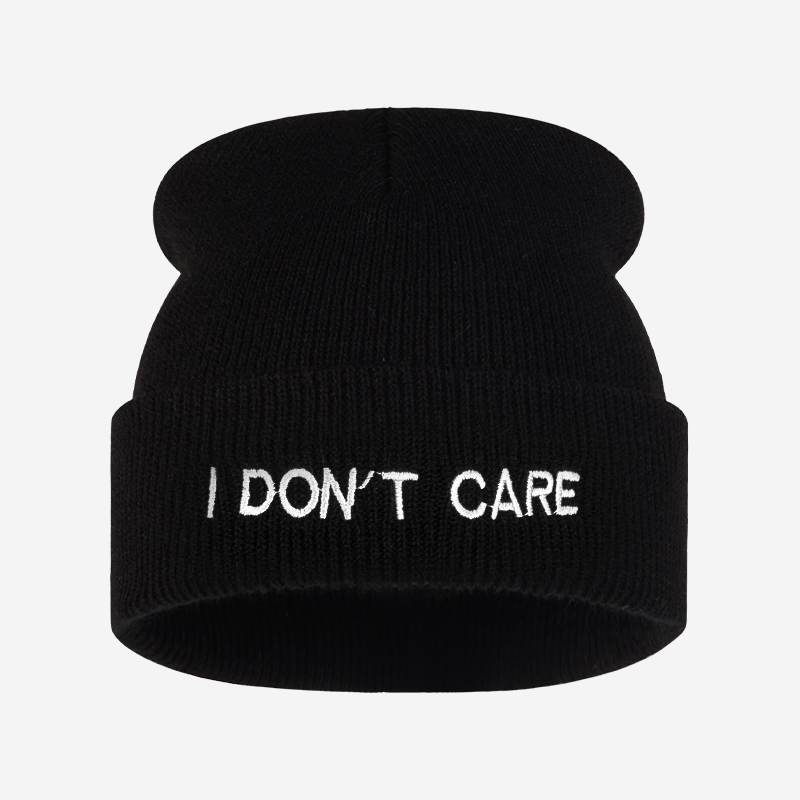 I DON'T CARE Text Knit Cuffed  - Beanie Cuffed Knit 评论和价格
