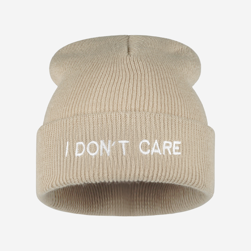I DON'T CARE Text Knit Cuffed  - Beanie Cuffed Knit 评论和价格