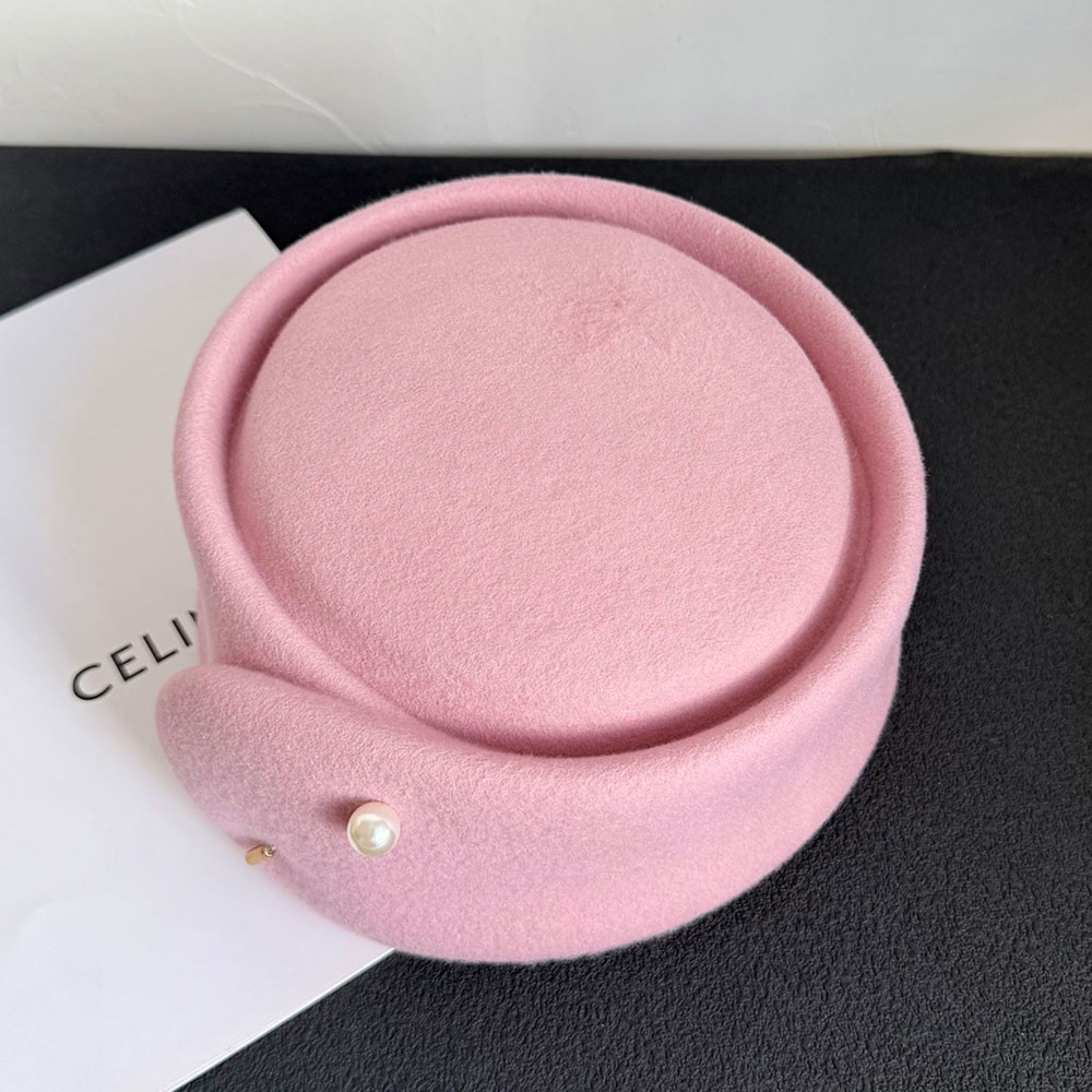 Fall Winter New 100% Pink Blac - Beret French Wool 评论和价格