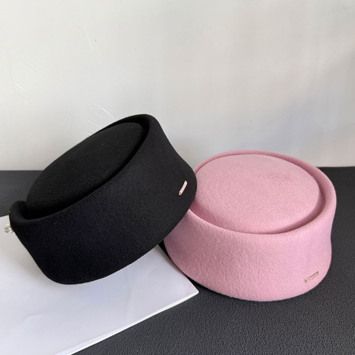 Fall Winter New 100% Pink Blac - Beret French Wool 评论和价格