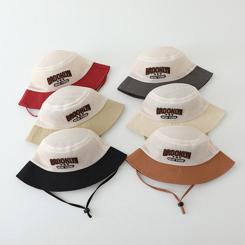 Letter Embroidered Baby Sun Ha - Bucket Hat Cotton 评论和价格