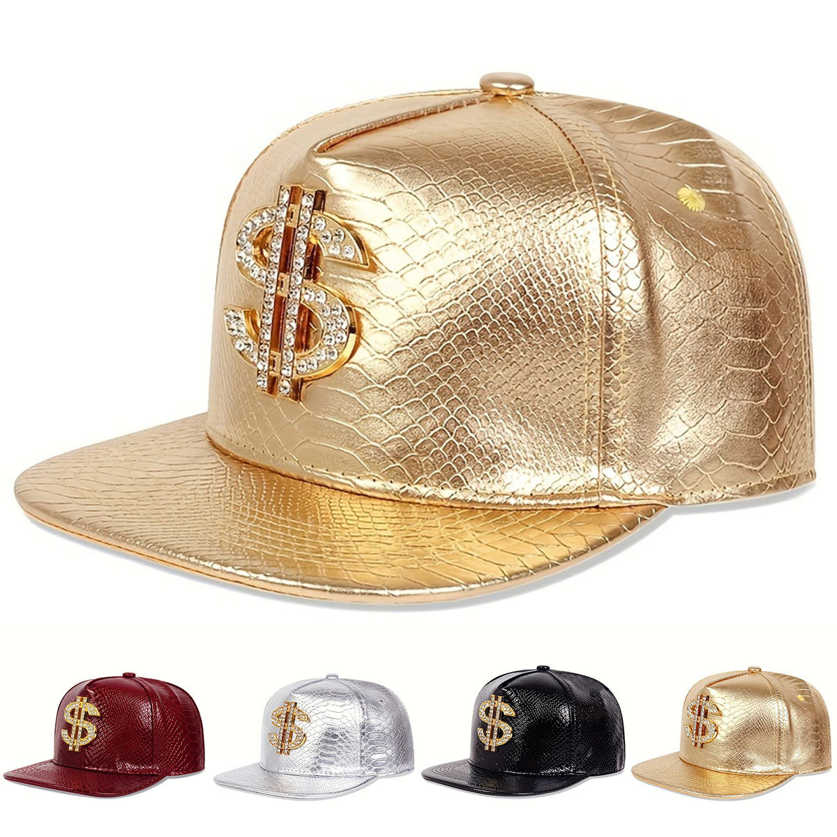 Leather Metallic Dollar Sign B - Baseball Cap Structured 评论和价格