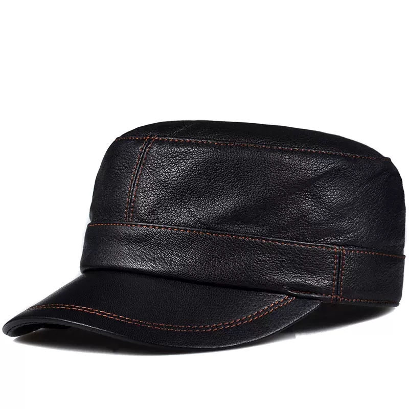 Trendy Lambskin Leather Flat T - Baseball Cap Structured 评论和价格