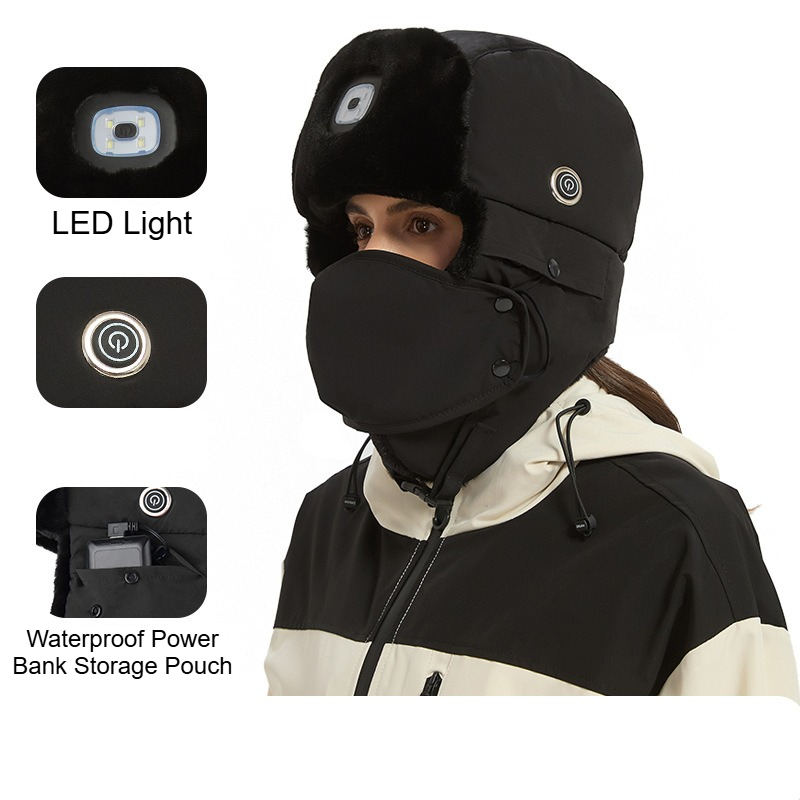 USB Charging Thickened Heated  - Winter Trapper Hat 评论和价格