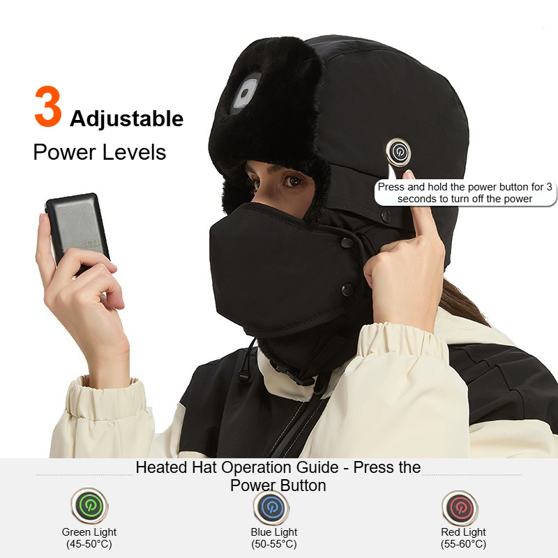 USB Charging Thickened Heated  - Winter Trapper Hat 评论和价格