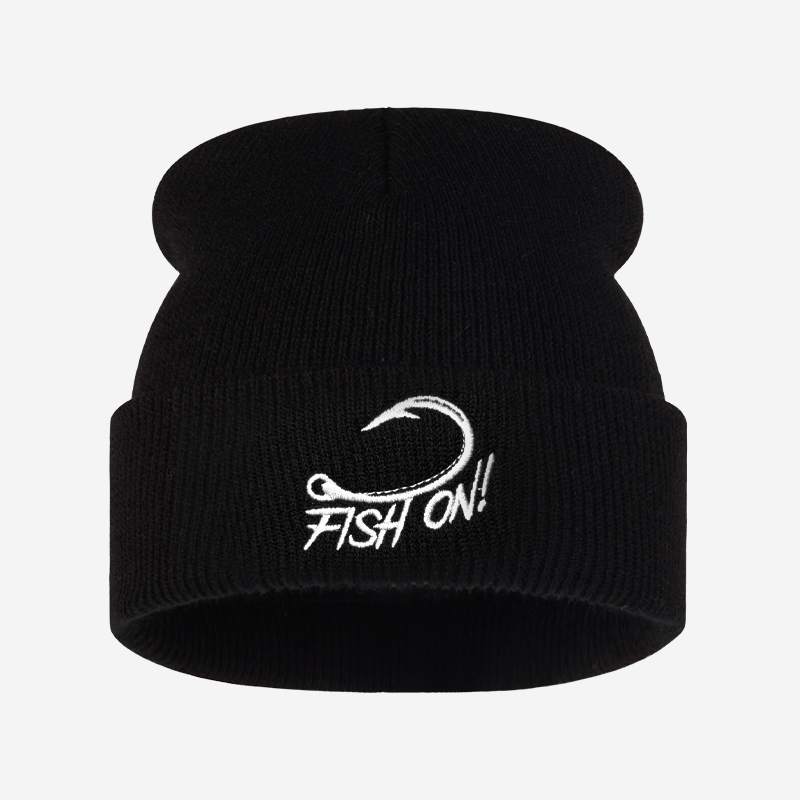 Outdoor Angler Fish On Embroid - Beanie Cuffed Knit 评论和价格