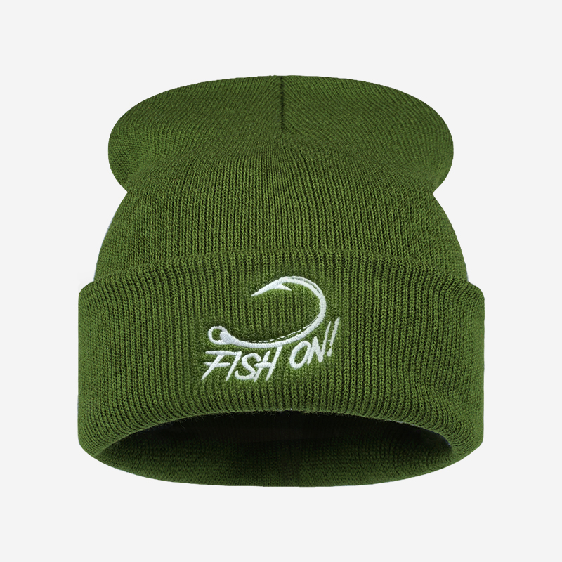 Outdoor Angler Fish On Embroid - Beanie Cuffed Knit 评论和价格