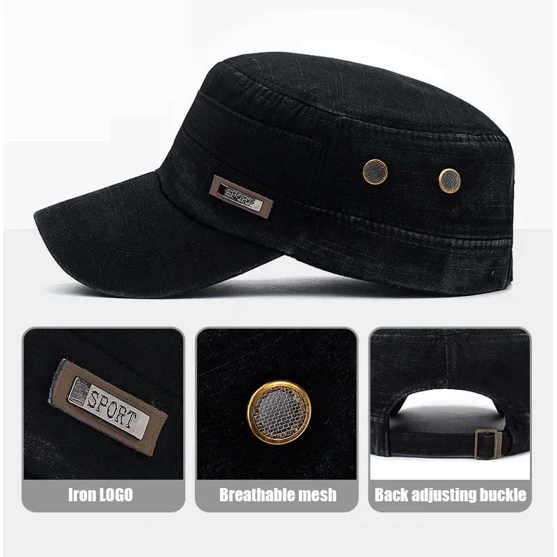 Military Cadet Flat Cap Fashio - Snapback Hat Flat 评论和价格
