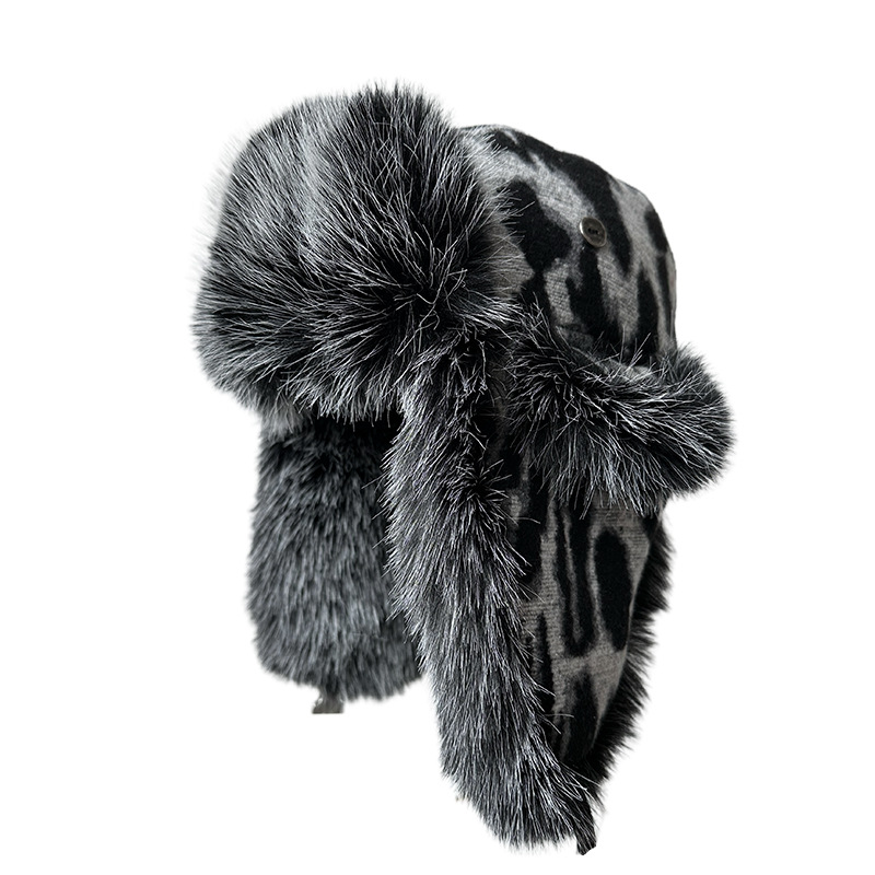 Women Leopard Print Fleece Tra - Trapper Hat Ear Flap 评论和价格
